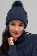 Cable Knit Winter Bliss Beanie - Navy image 1