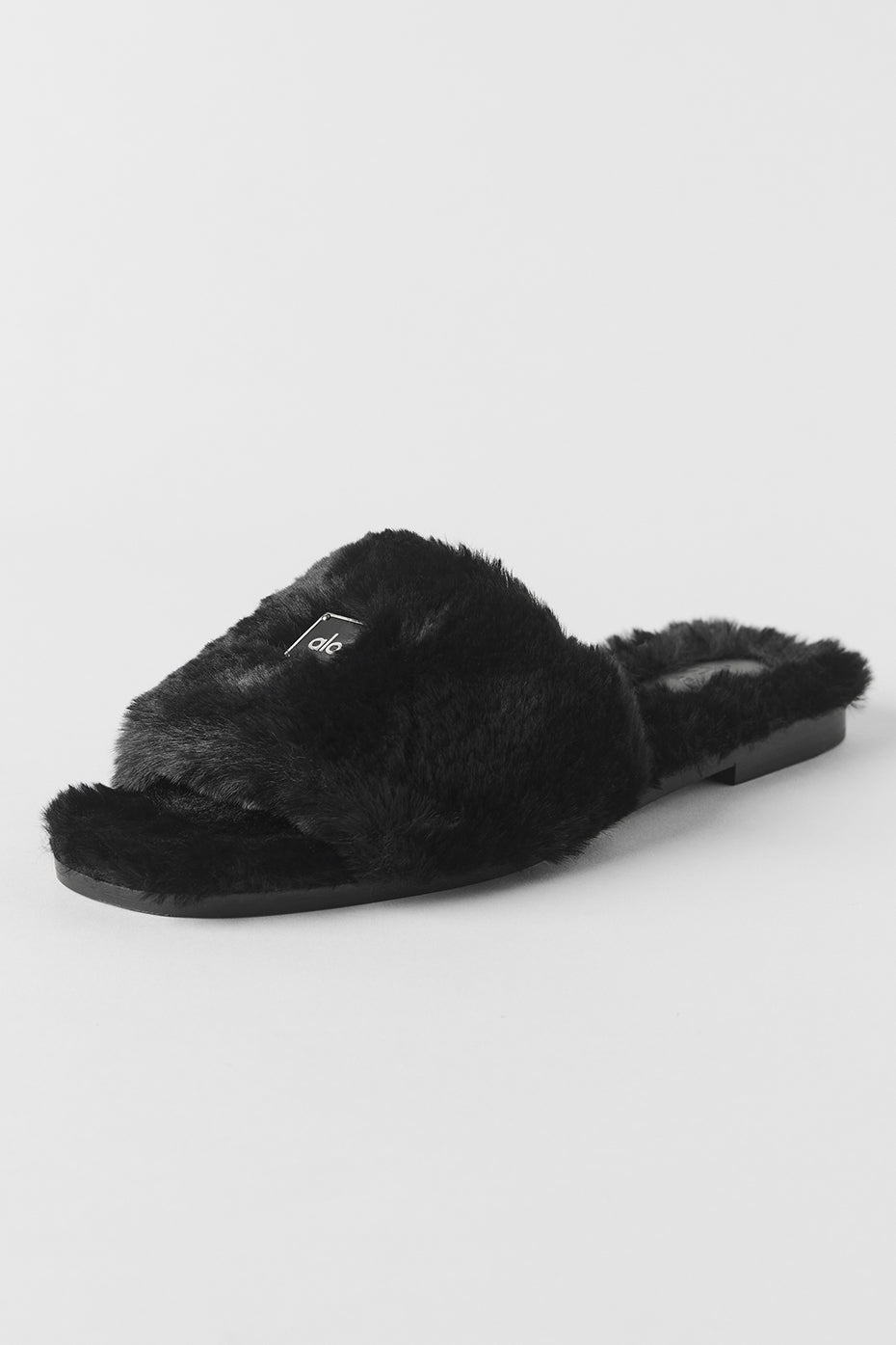 ALO Classico Faux Fur Sandal - Black image 1