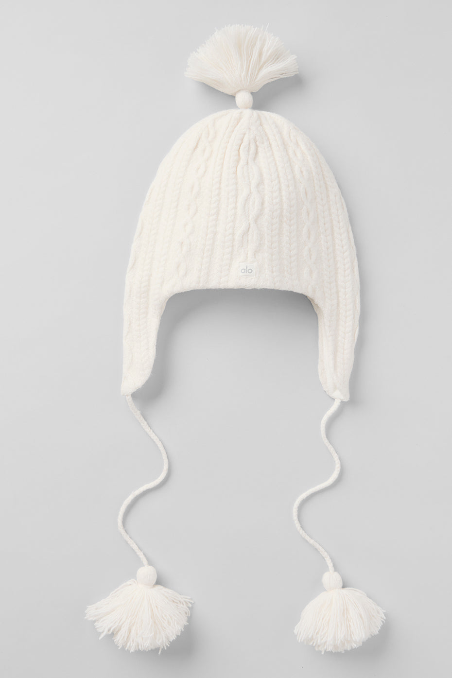 Cable Knit Winter Bliss Earflap Beanie - Ivory image 1
