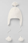 Cable Knit Winter Bliss Earflap Beanie - Ivory image 1