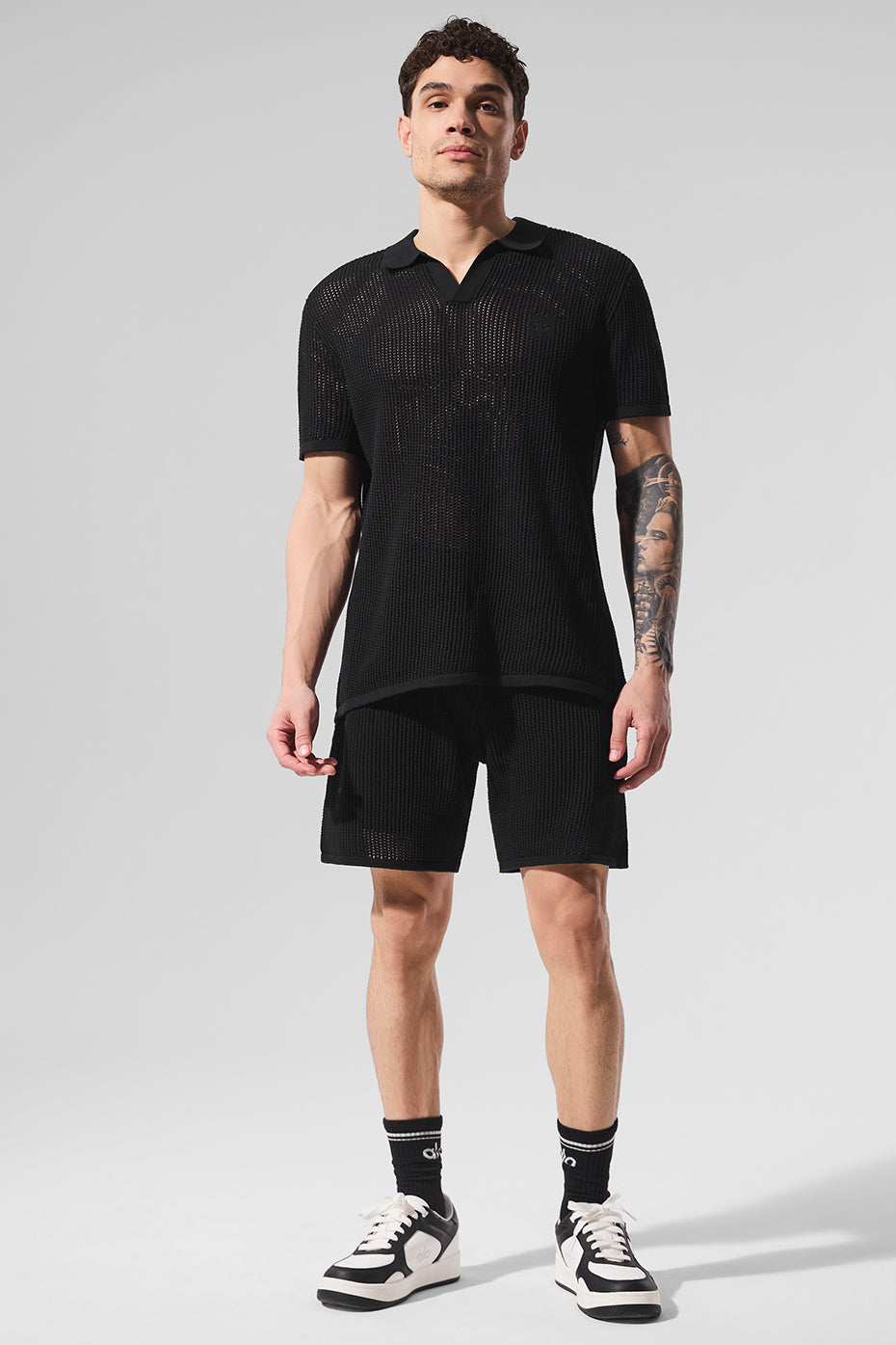 Open-Knit Polo - Black image 1