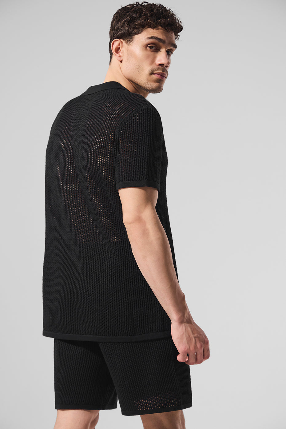 Open-Knit Polo - Black image 4