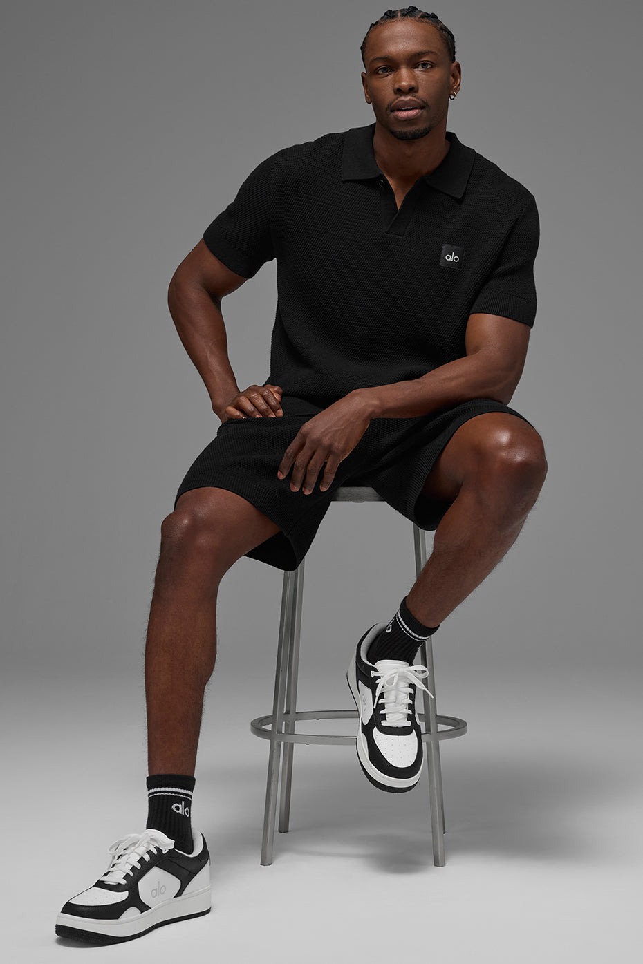 Sports Club Sweater Knit Polo - Black image 5