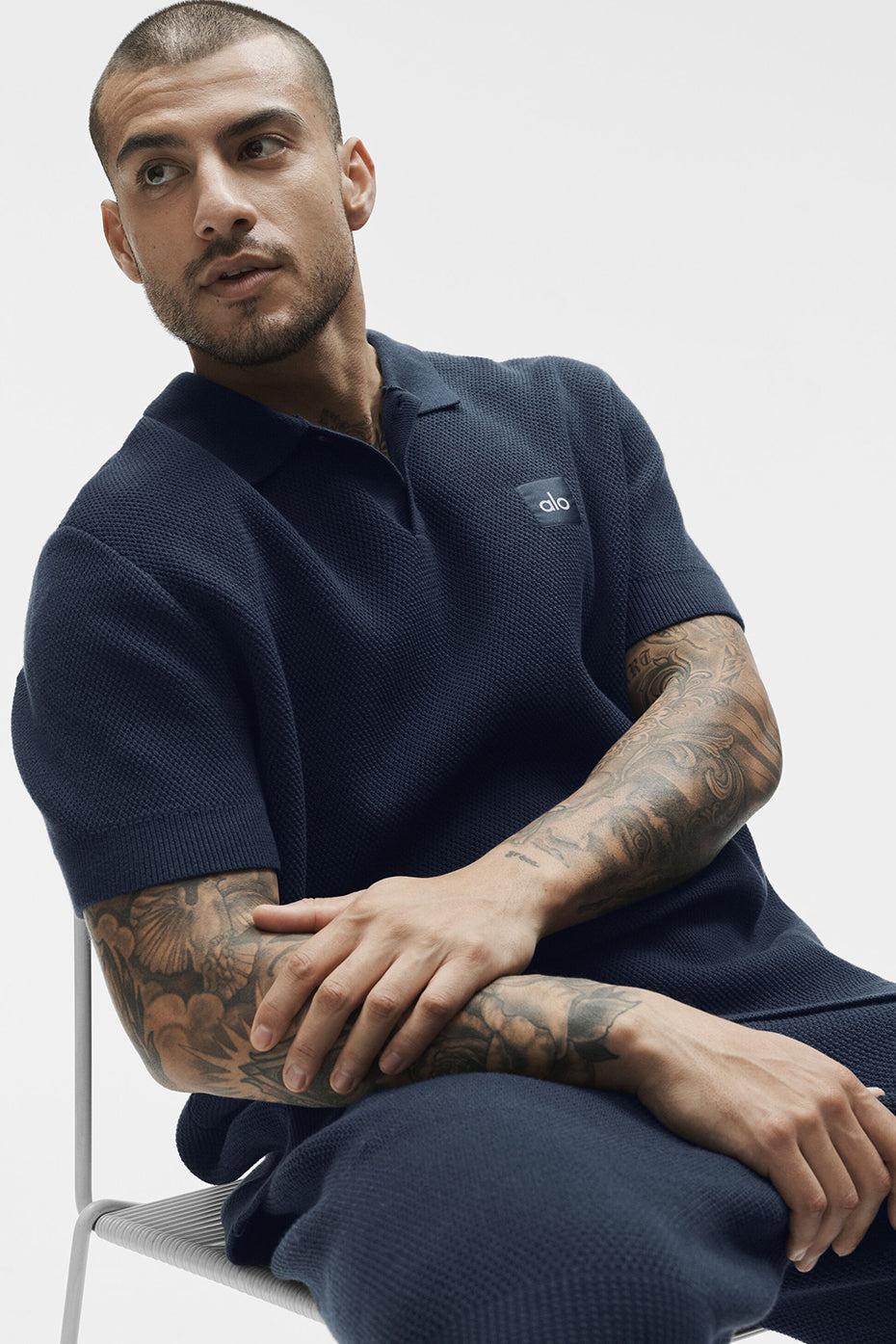 Sports Club Sweater Knit Polo - Navy image 3