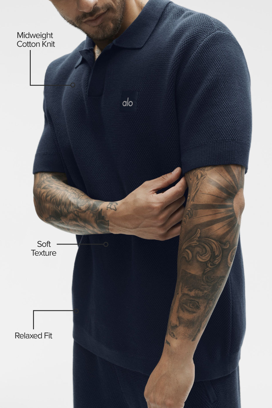 Sports Club Sweater Knit Polo - Navy image 2