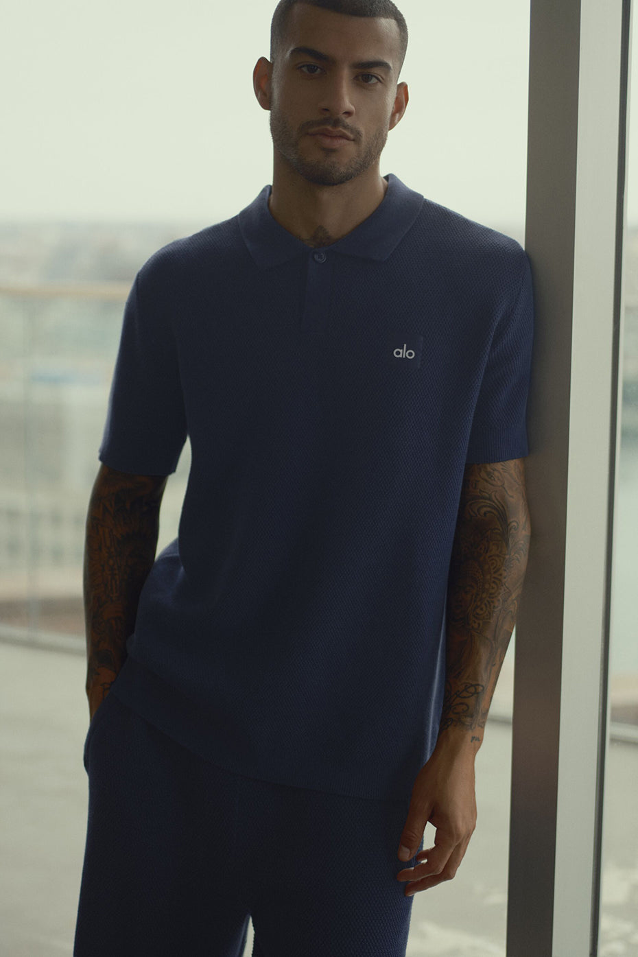 Sports Club Sweater Knit Polo - Navy image 1