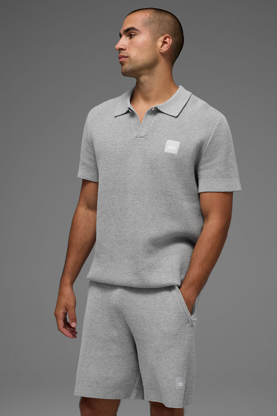 Sports Club Sweater Knit Polo - Athletic Heather Grey image 1