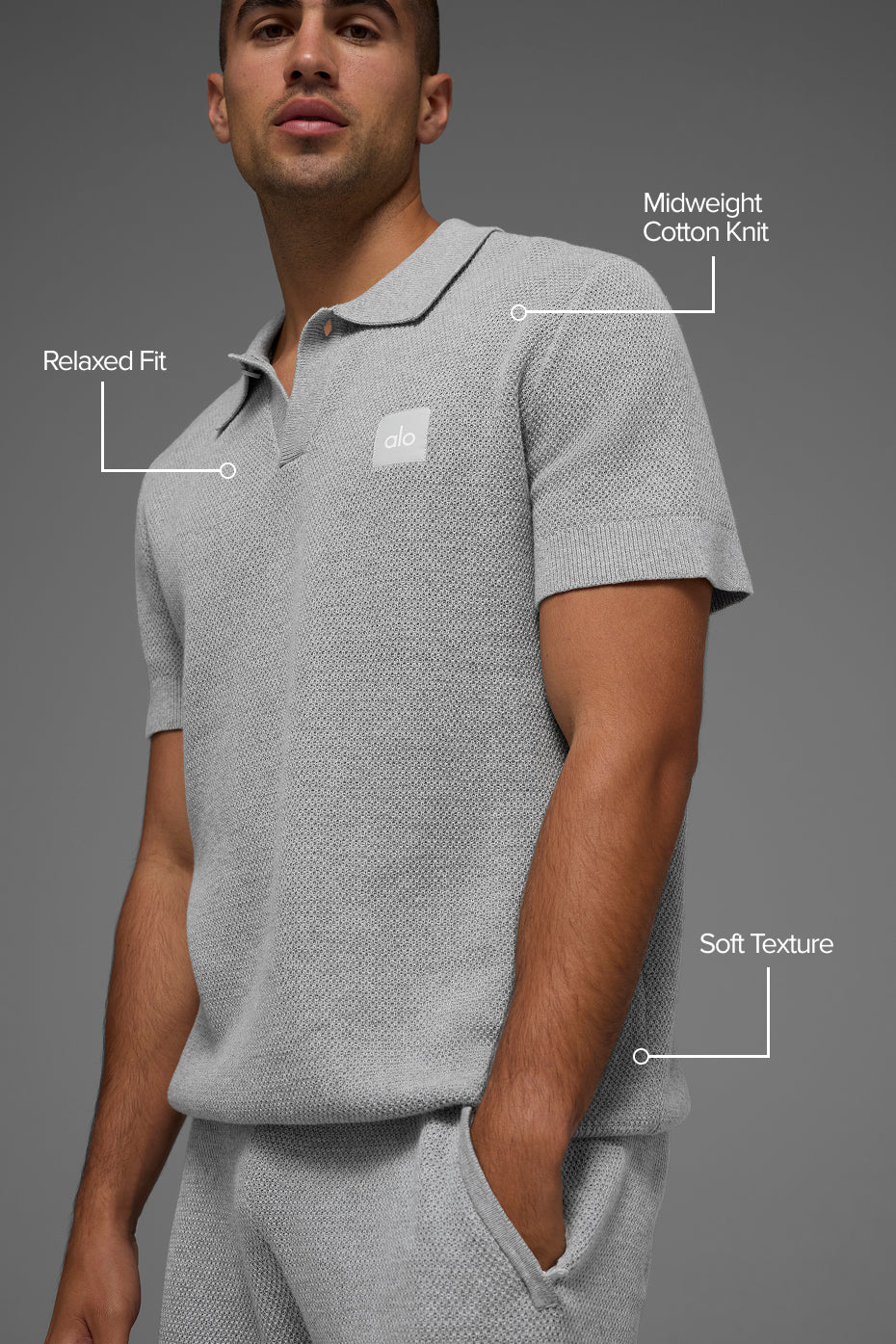 Sports Club Sweater Knit Polo - Athletic Heather Grey image 2