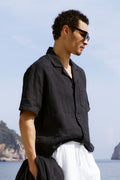 Linen Days Short Sleeve Button Up - Black image 1