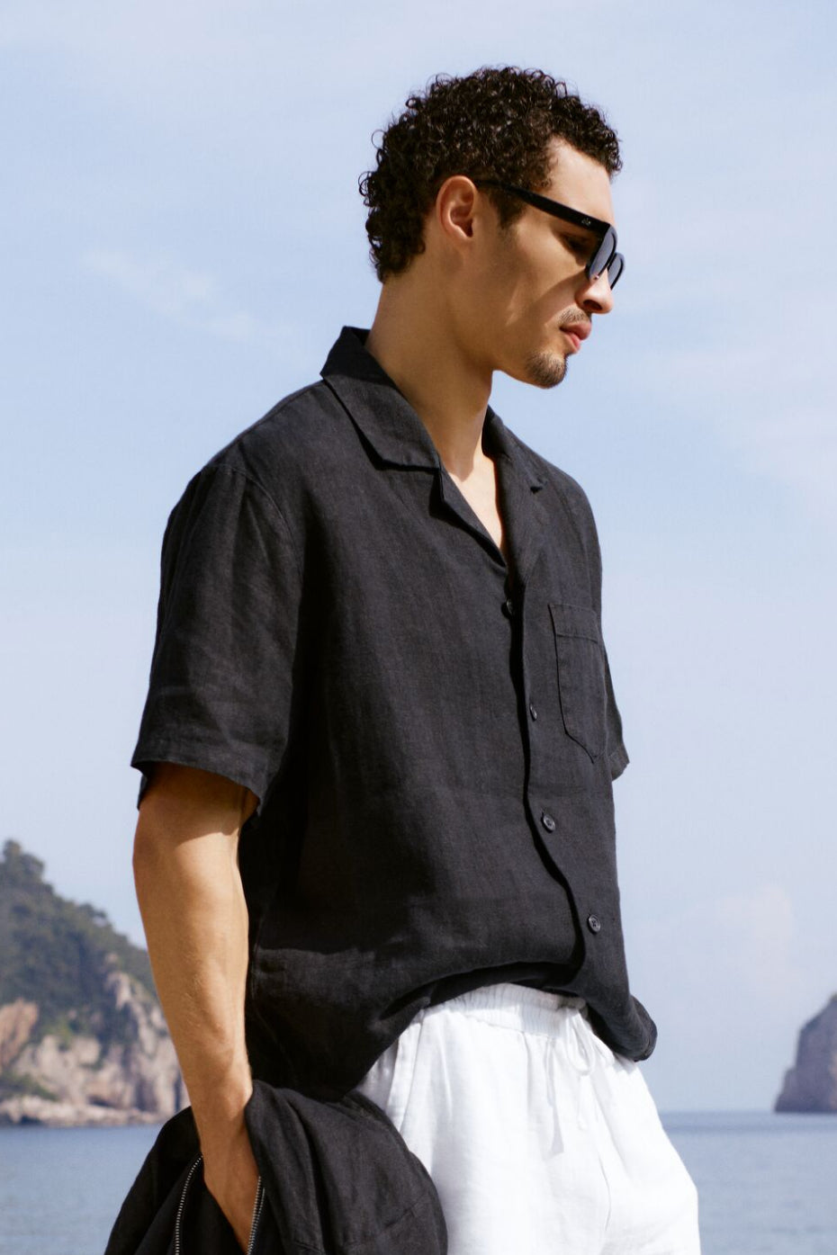 Linen Days Short Sleeve Button Up - Black image 1