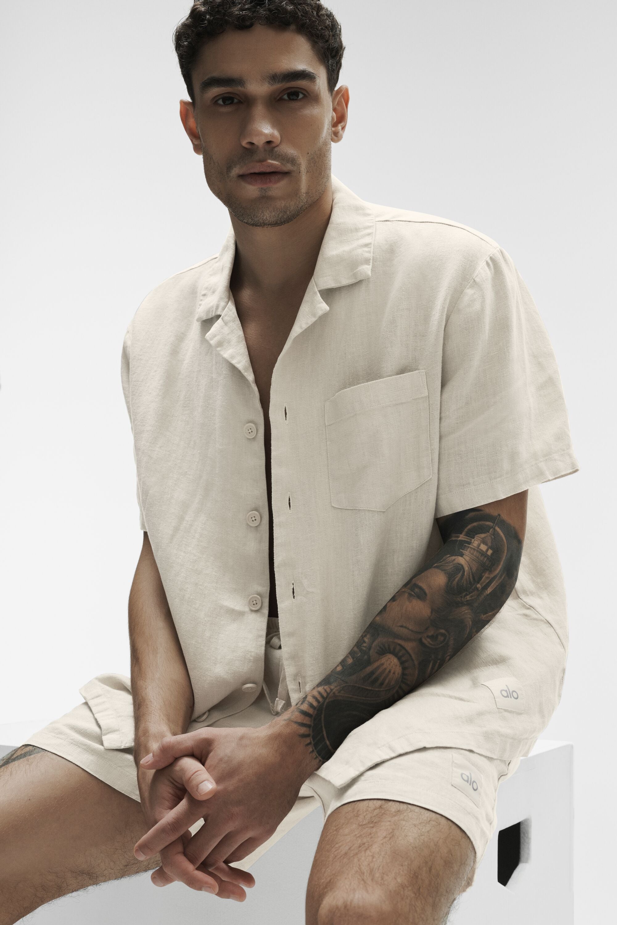 Linen Days Short Sleeve Button Up - Bone image 4