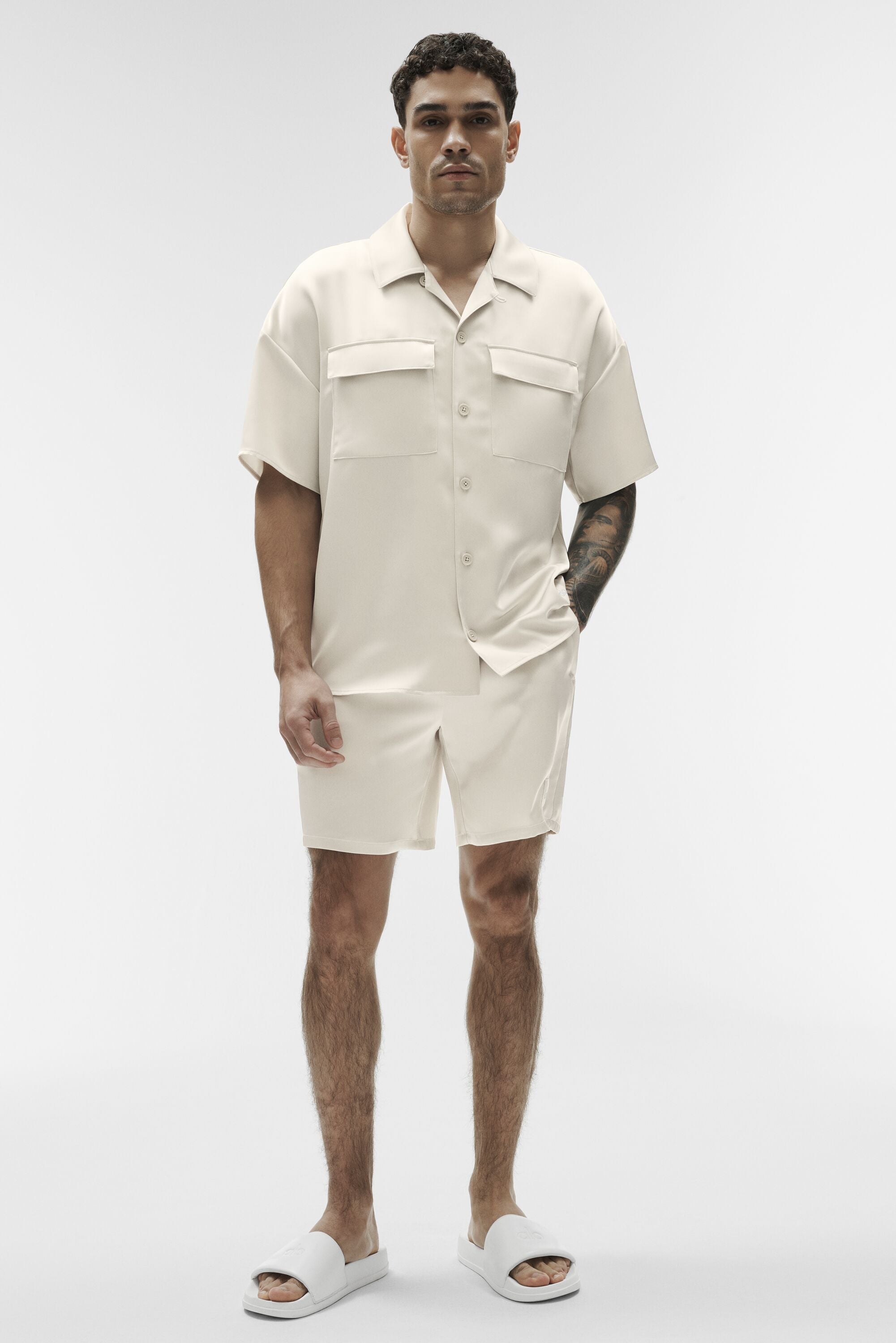 Satin Horizon Short Sleeve Button Up - Bone image 4