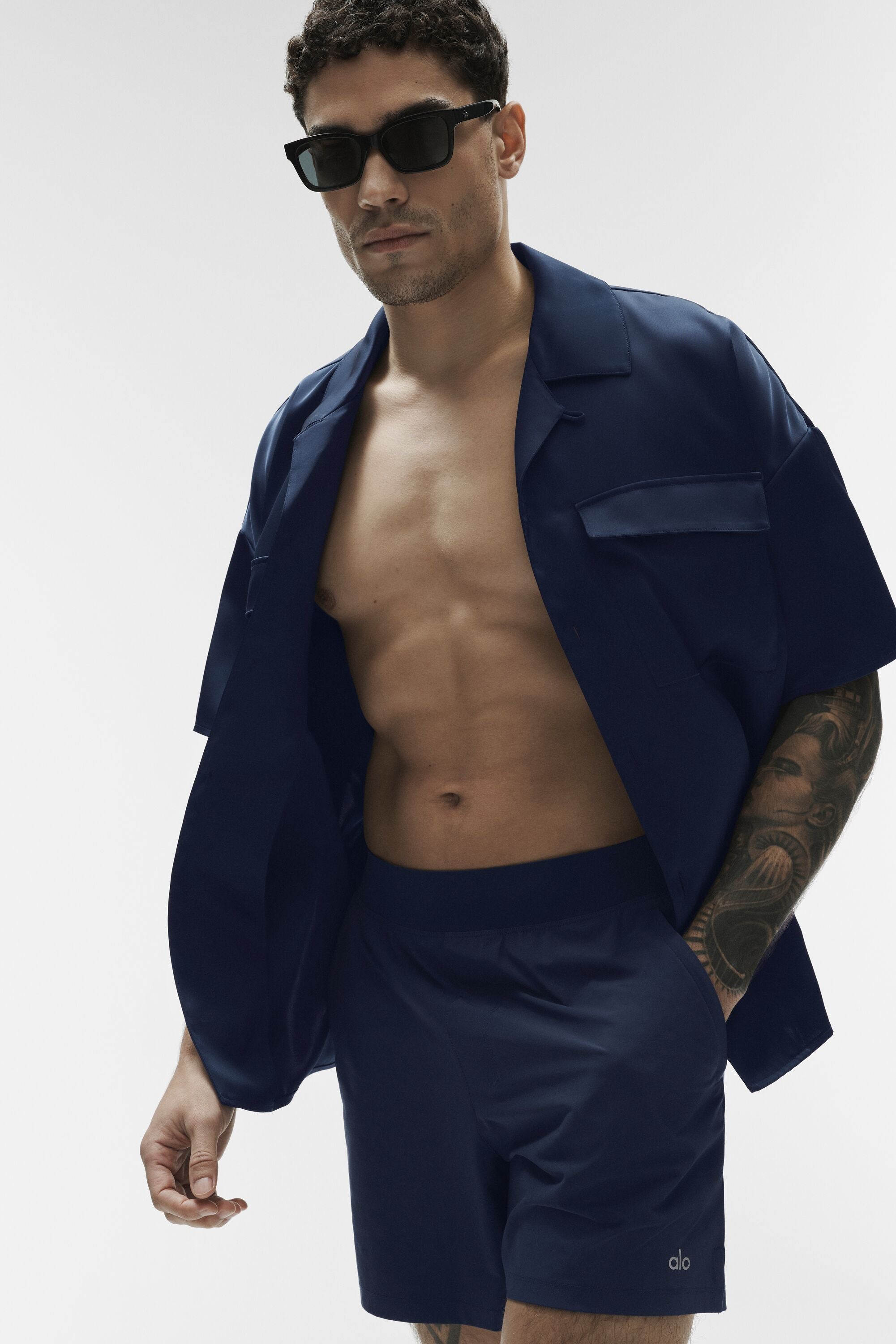 Satin Horizon Short Sleeve Button Up - Navy image 4