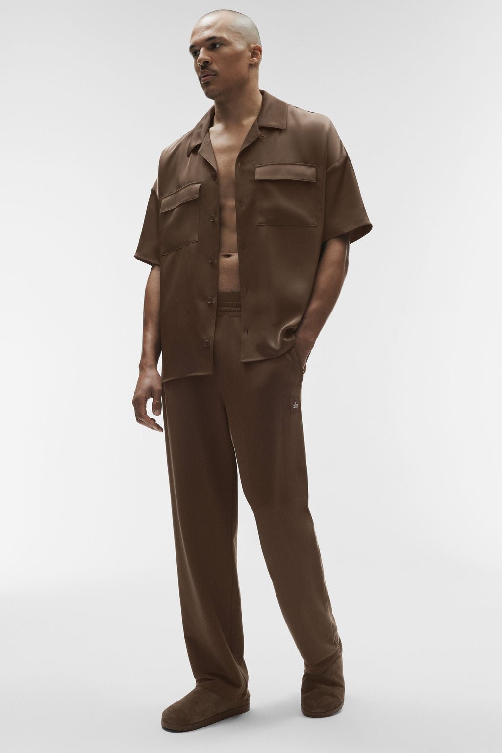 Satin Horizon Short Sleeve Button Up - Espresso image 4