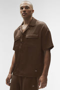 Satin Horizon Short Sleeve Button Up - Espresso image 1