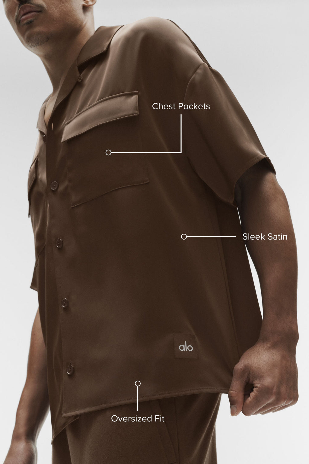 Satin Horizon Short Sleeve Button Up - Espresso image 2