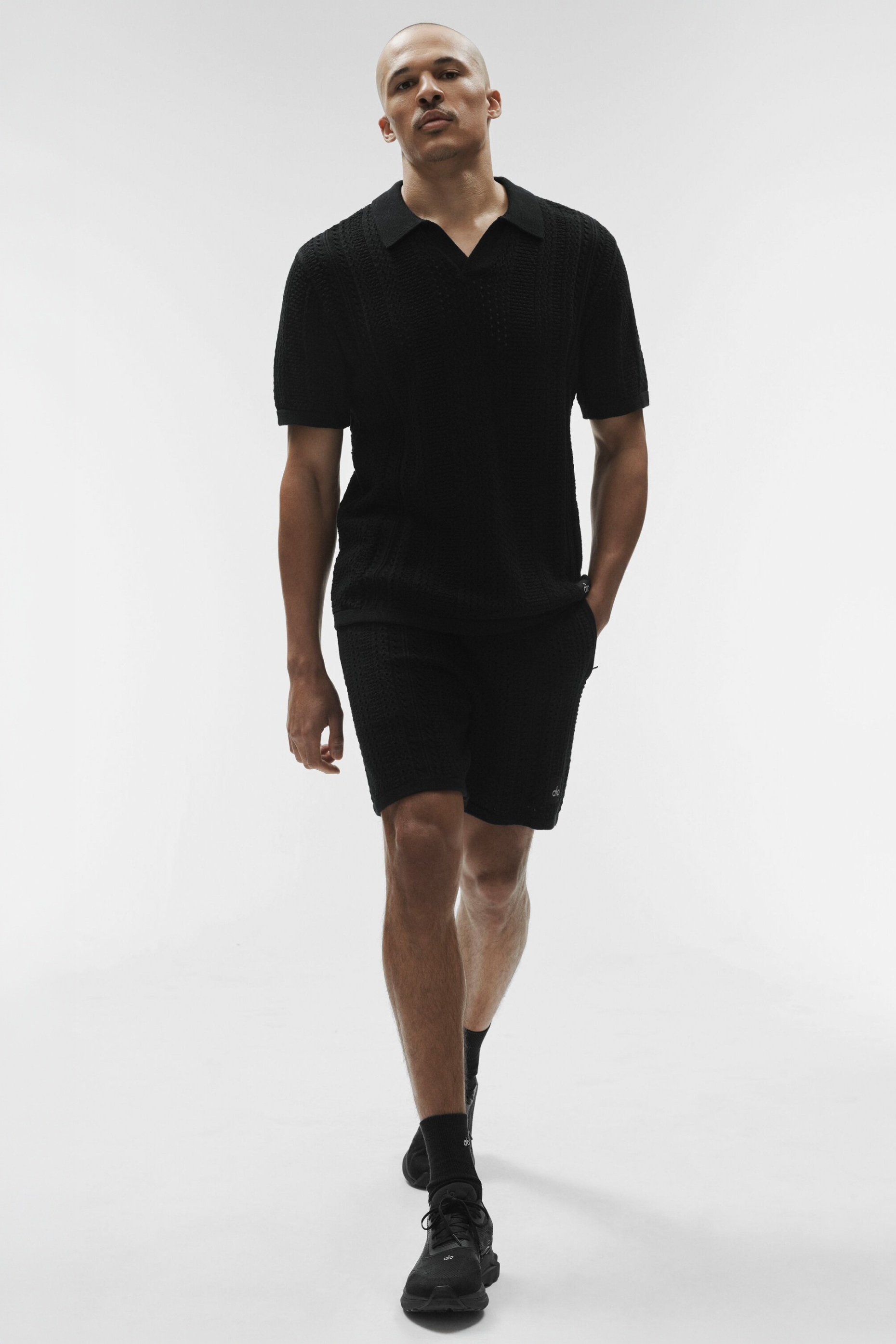 Coastline Knit Short Sleeve Polo - Black image 6