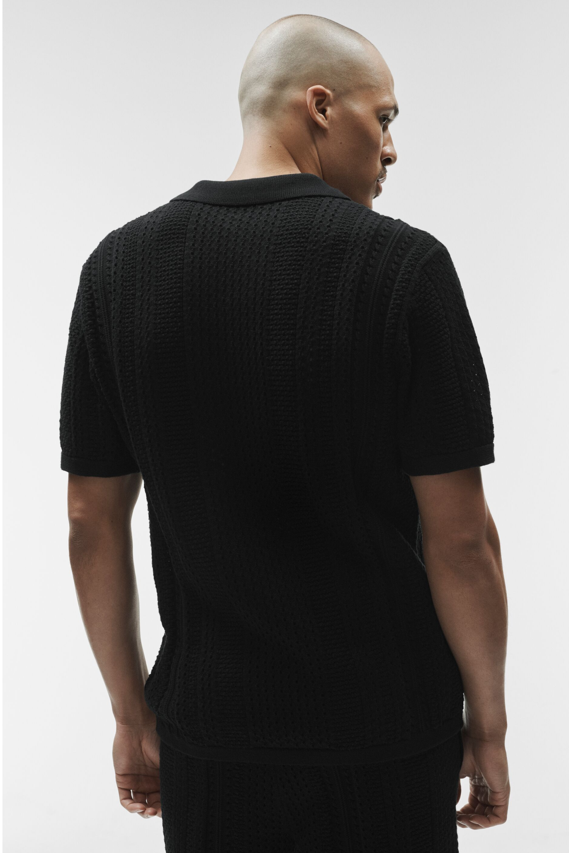 Coastline Knit Short Sleeve Polo - Black image 4