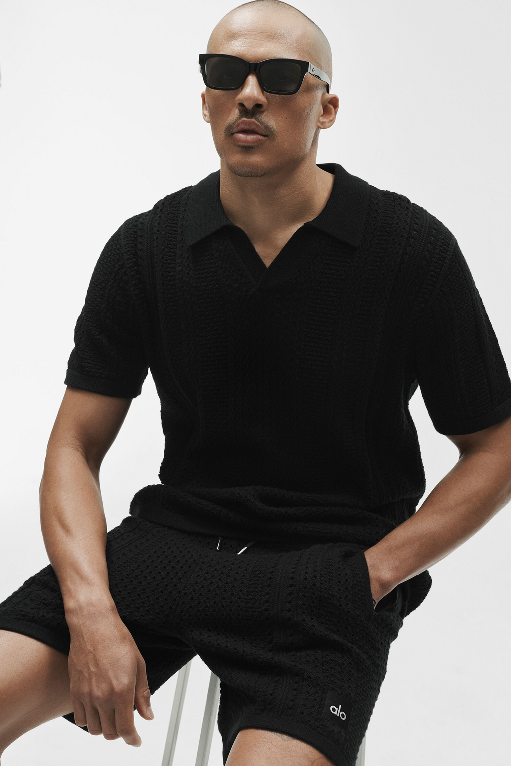 Coastline Knit Short Sleeve Polo - Black image 5
