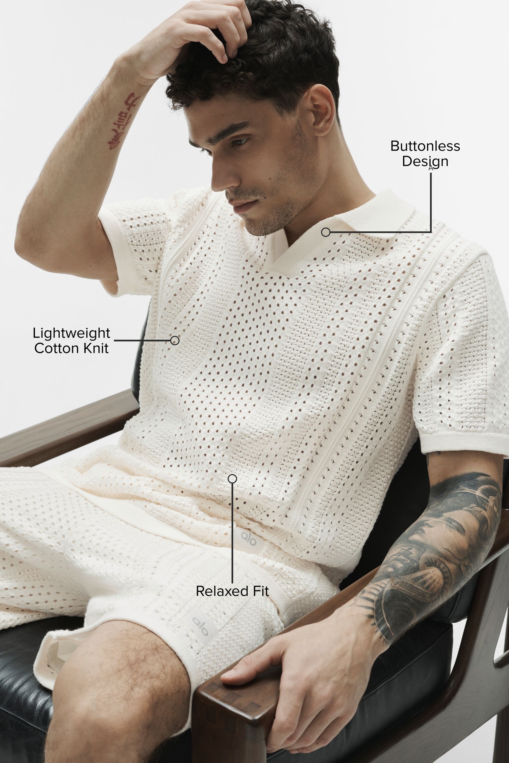 Coastline Knit Short Sleeve Polo - Ivory image 2