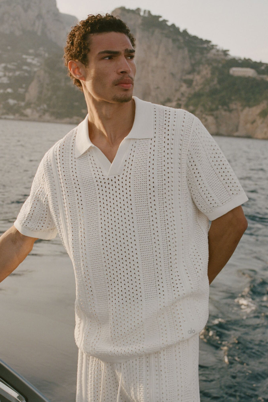 Coastline Knit Short Sleeve Polo - Ivory image 1