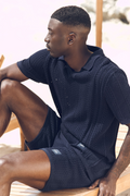 Coastline Knit Short Sleeve Polo - Navy image 1
