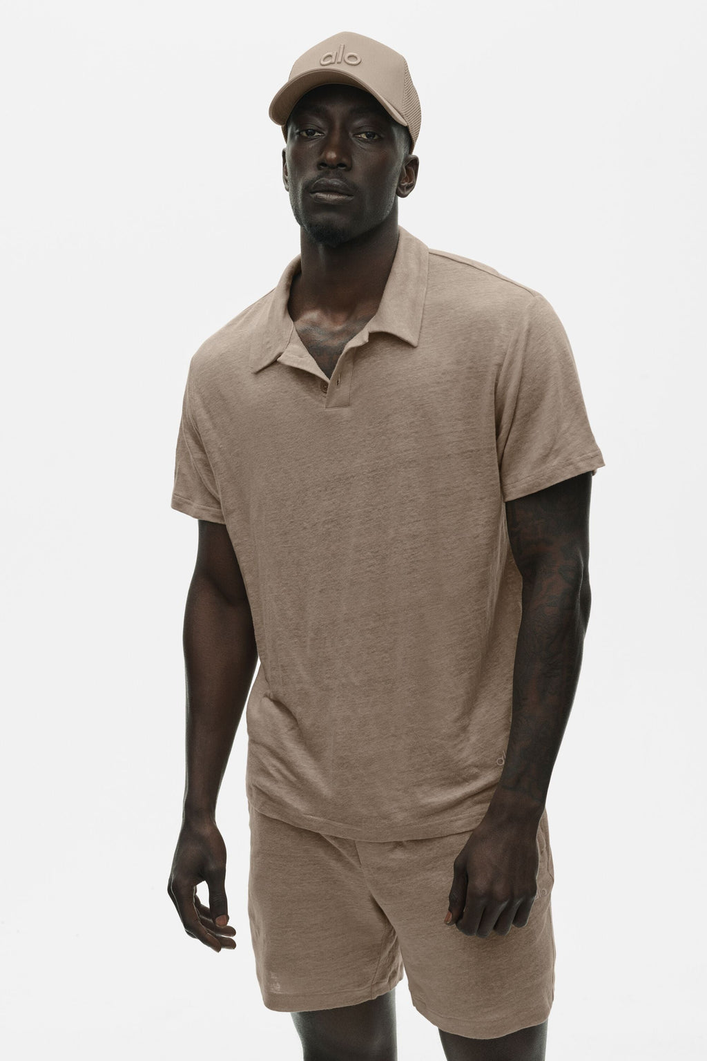 Linen Jersey Coastal Short Sleeve Polo - Gravel image 1