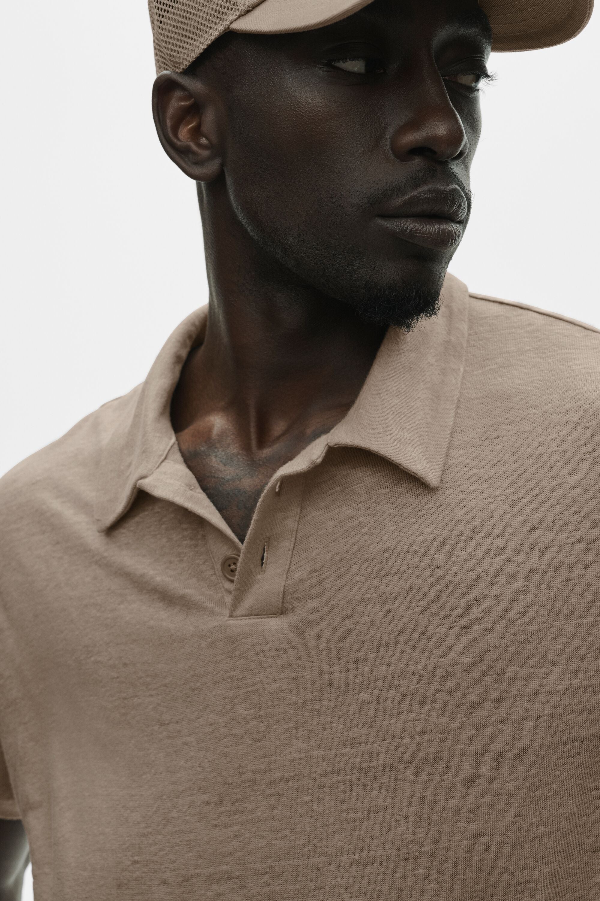 Linen Jersey Coastal Short Sleeve Polo - Gravel image 3