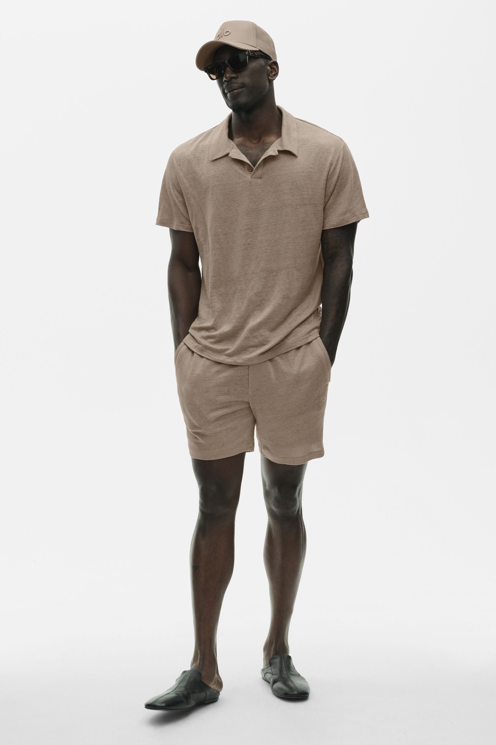 Linen Jersey Coastal Short Sleeve Polo - Gravel image 5