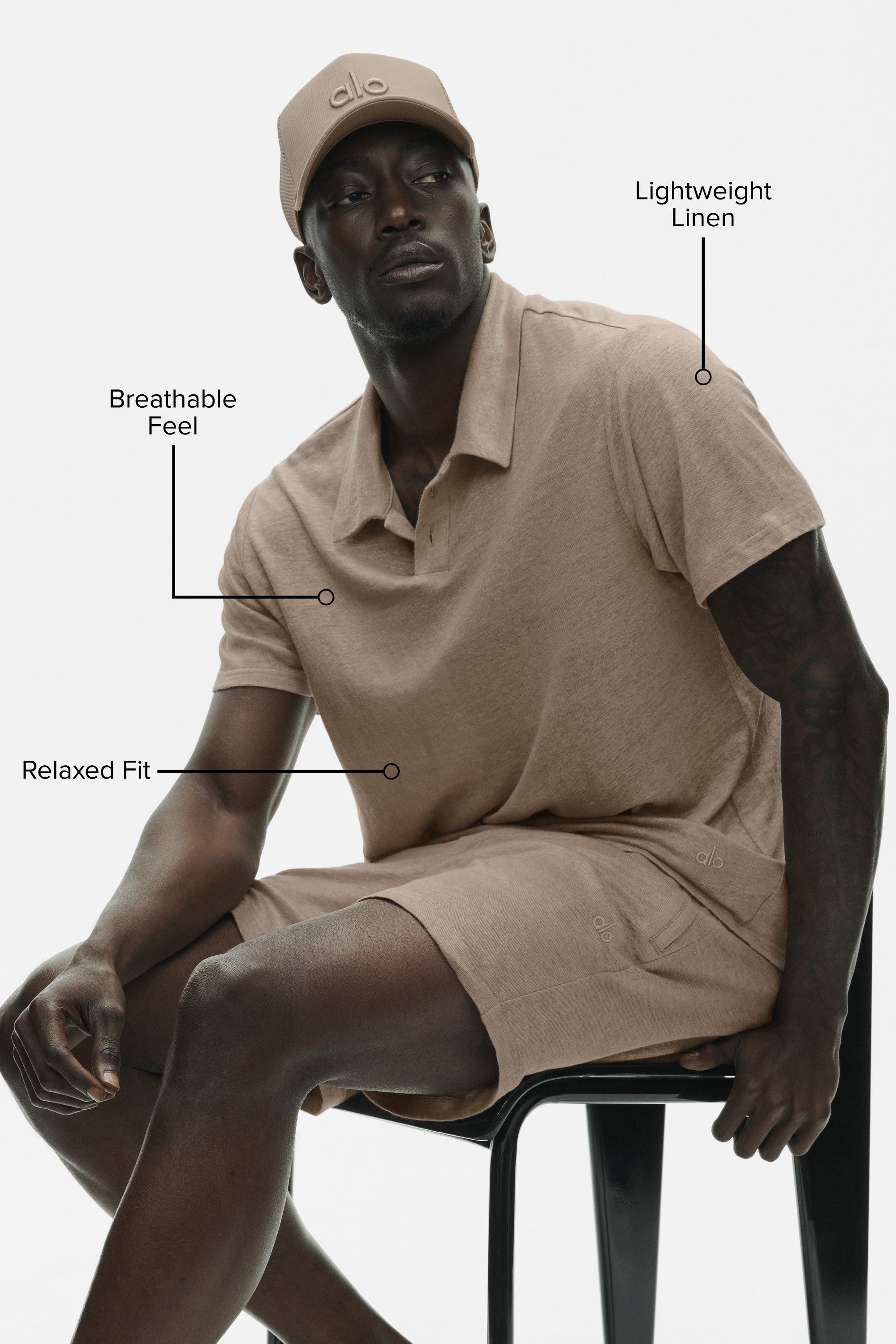 Linen Jersey Coastal Short Sleeve Polo - Gravel image 2