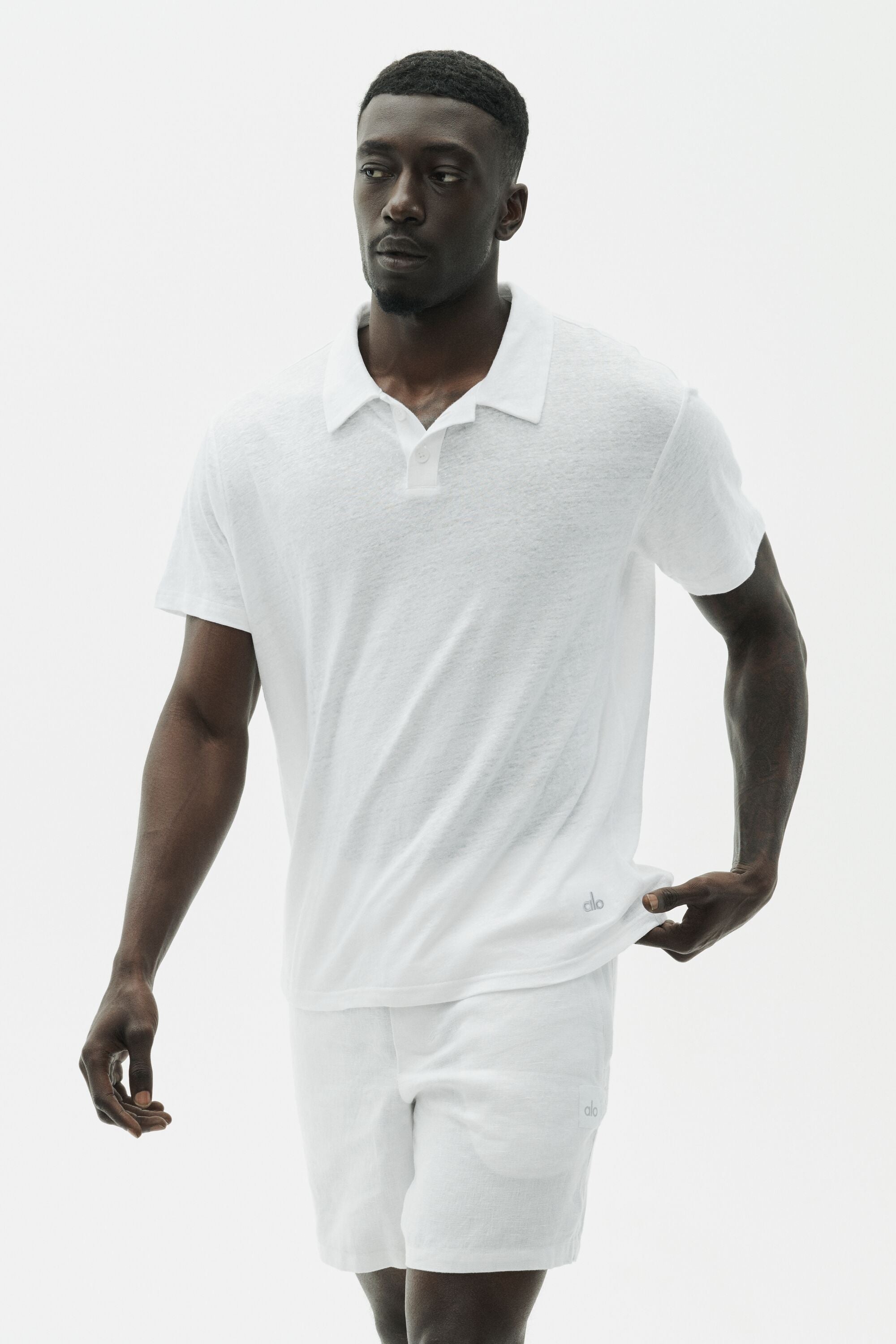 Linen Jersey Coastal Short Sleeve Polo - White image 1