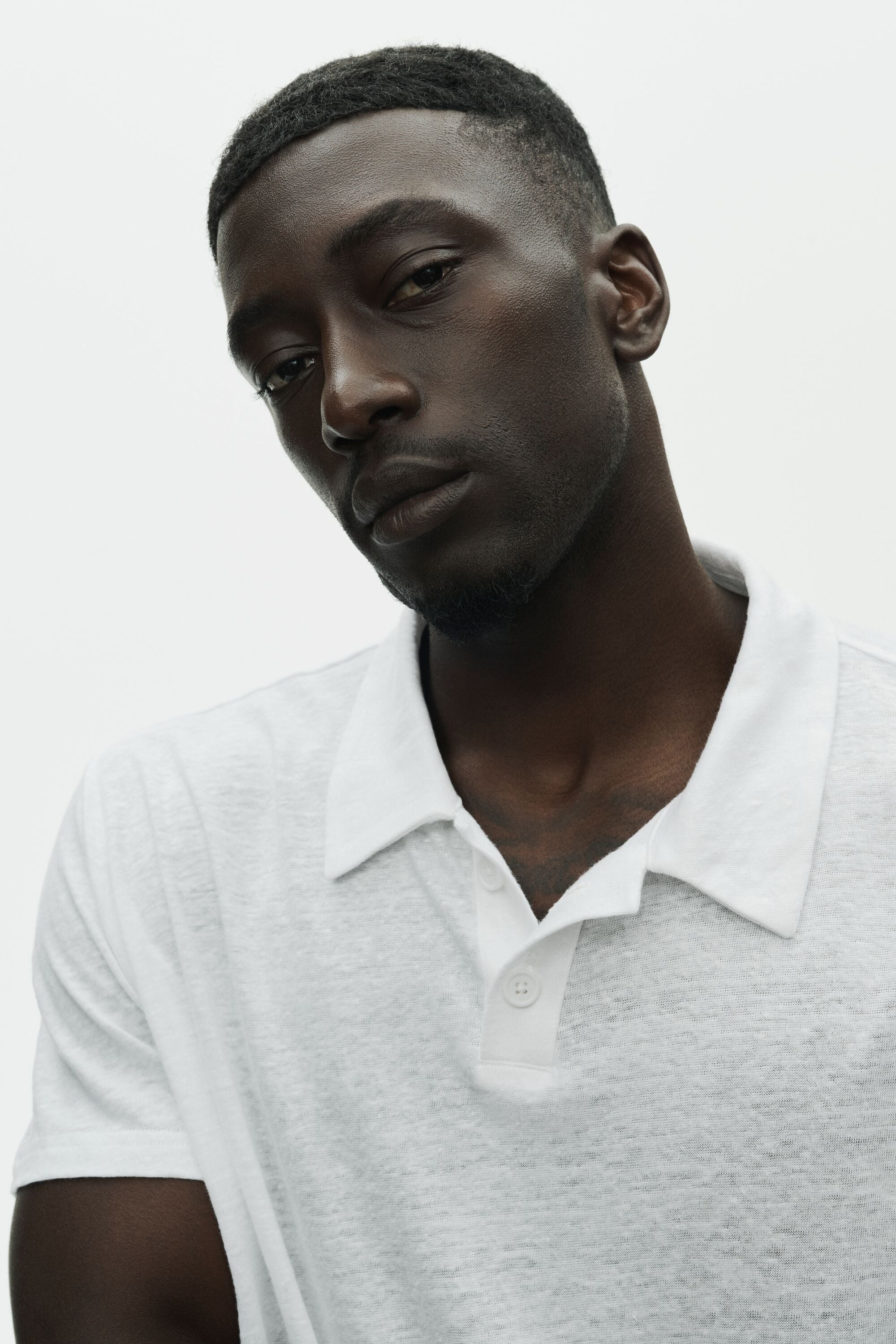 Linen Jersey Coastal Short Sleeve Polo - White image 4