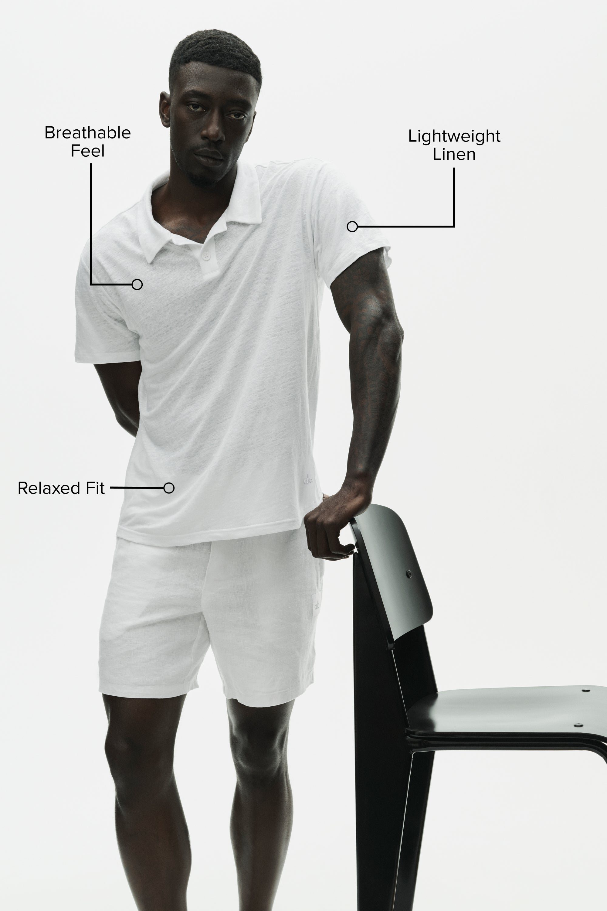 Linen Jersey Coastal Short Sleeve Polo - White image 2