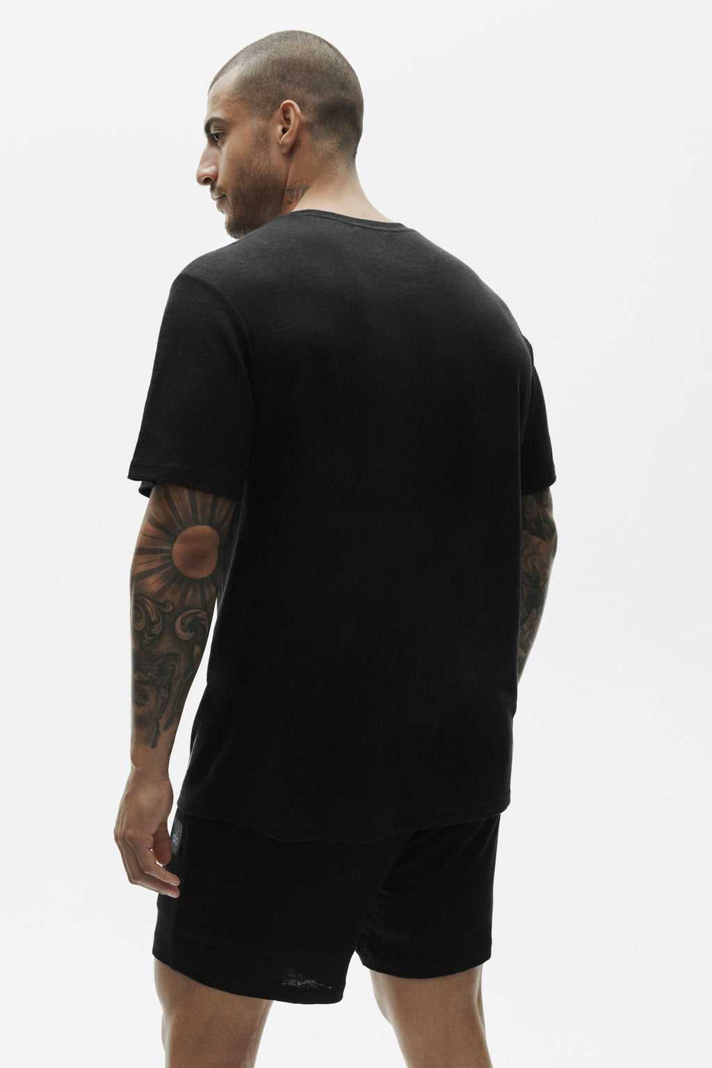 Linen Jersey Coastal Short Sleeve Tee - Black image 4