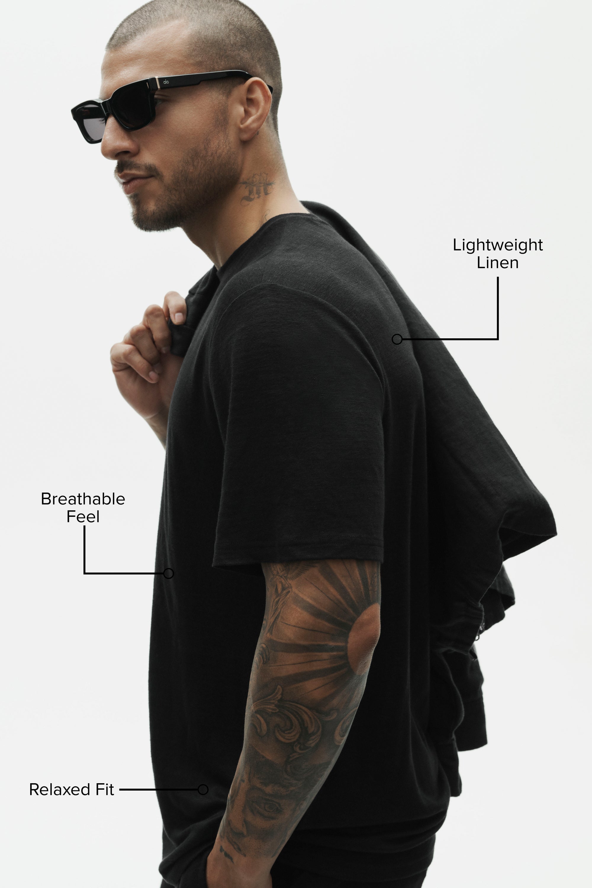 Linen Jersey Coastal Short Sleeve Tee - Black image 2