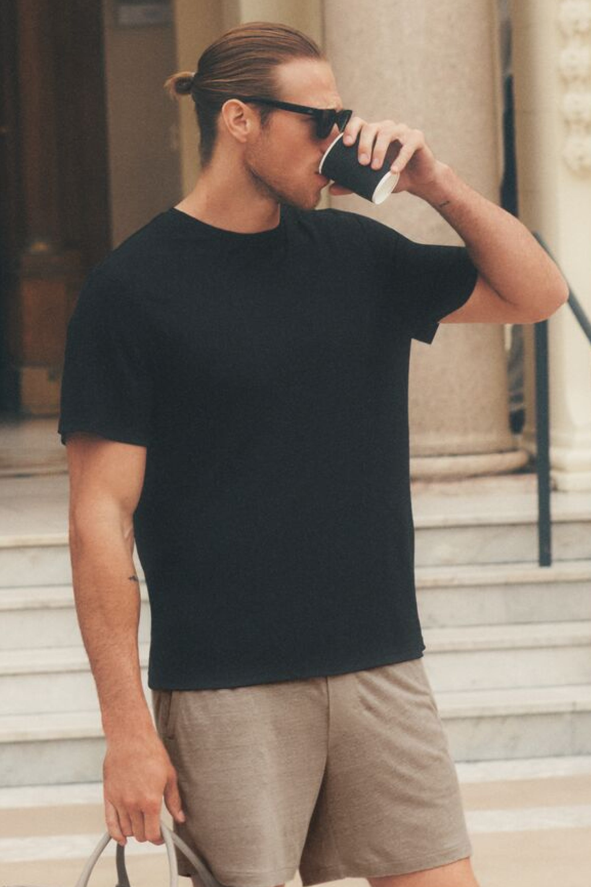 Linen Jersey Coastal Short Sleeve Tee - Black image 1