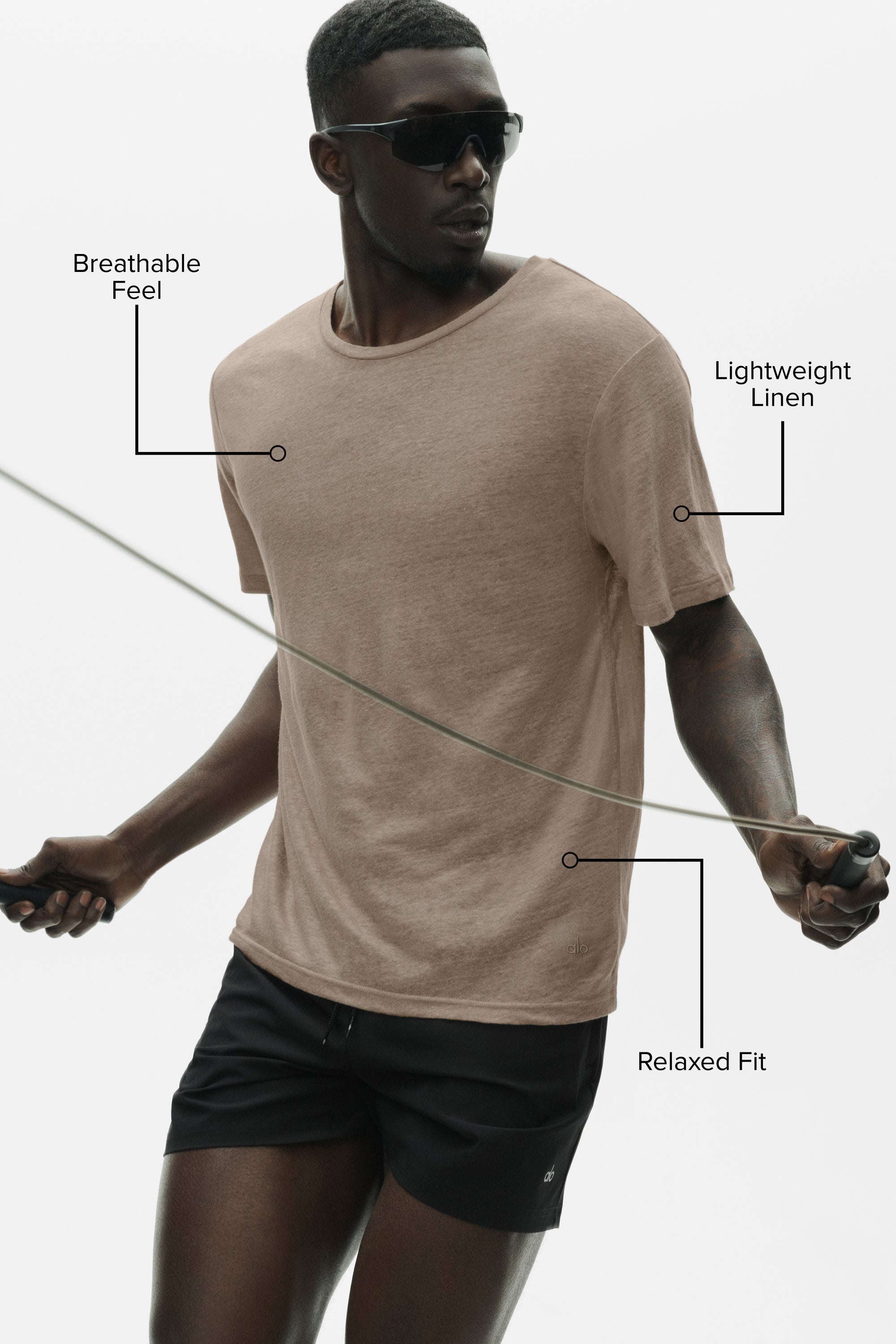 Linen Jersey Coastal Short Sleeve Tee - Gravel image 2