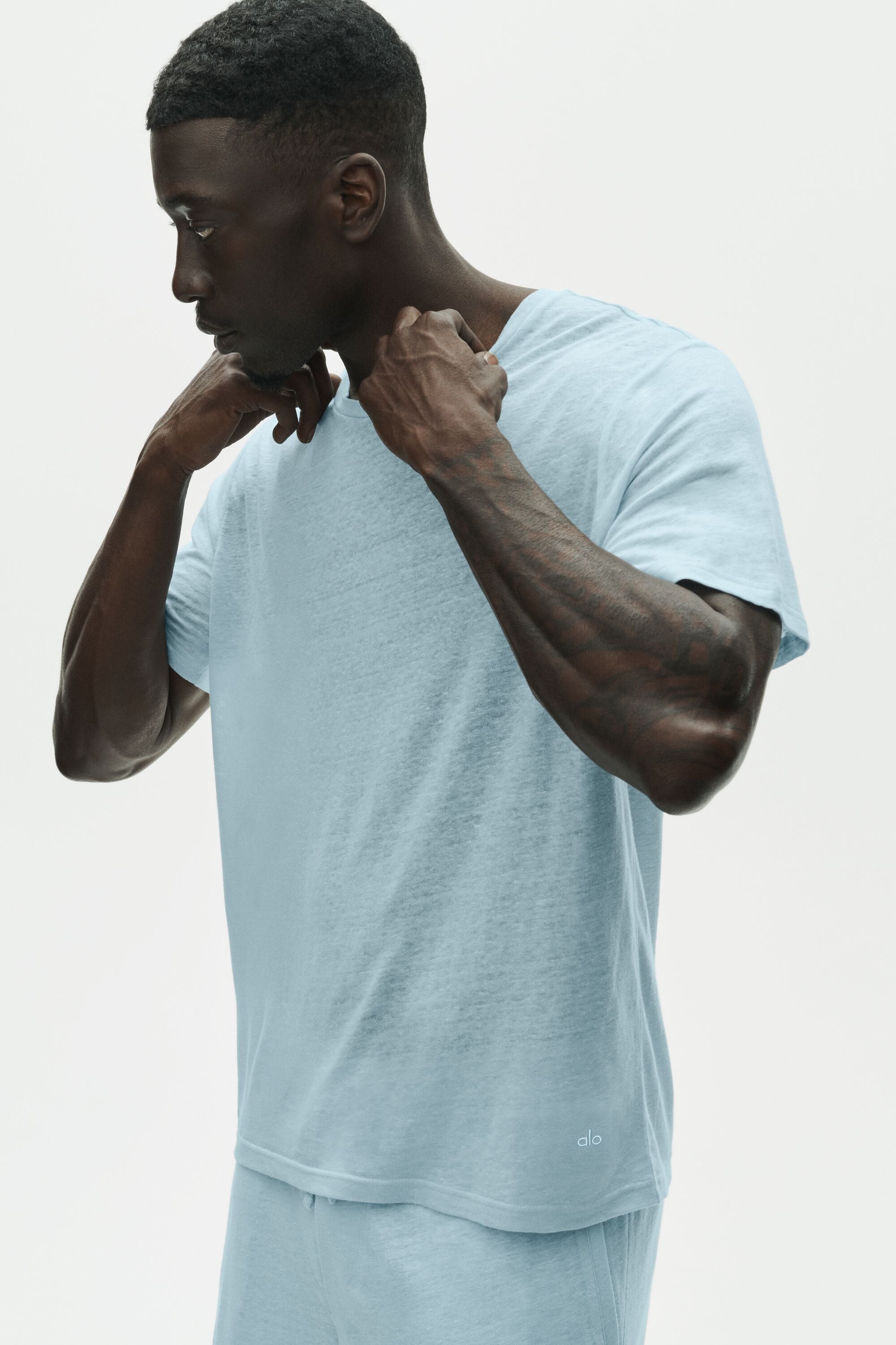 Linen Jersey Coastal Short Sleeve Tee - Seaside Blue image 3