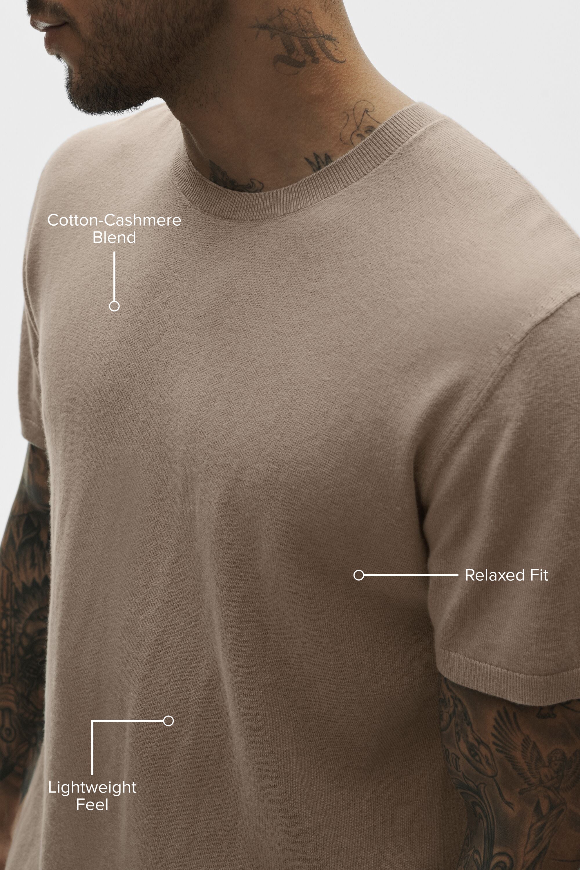 Cotton Cashmere Ever Soft Short Sleeve Crew - Gravel image 2