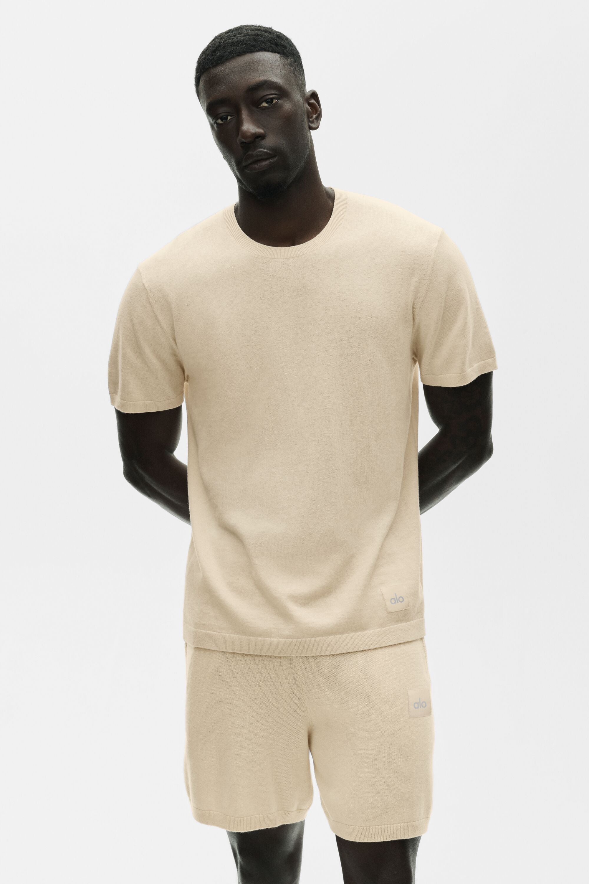 Cotton Cashmere Ever Soft Short Sleeve Crew - Sandy Beige image 3