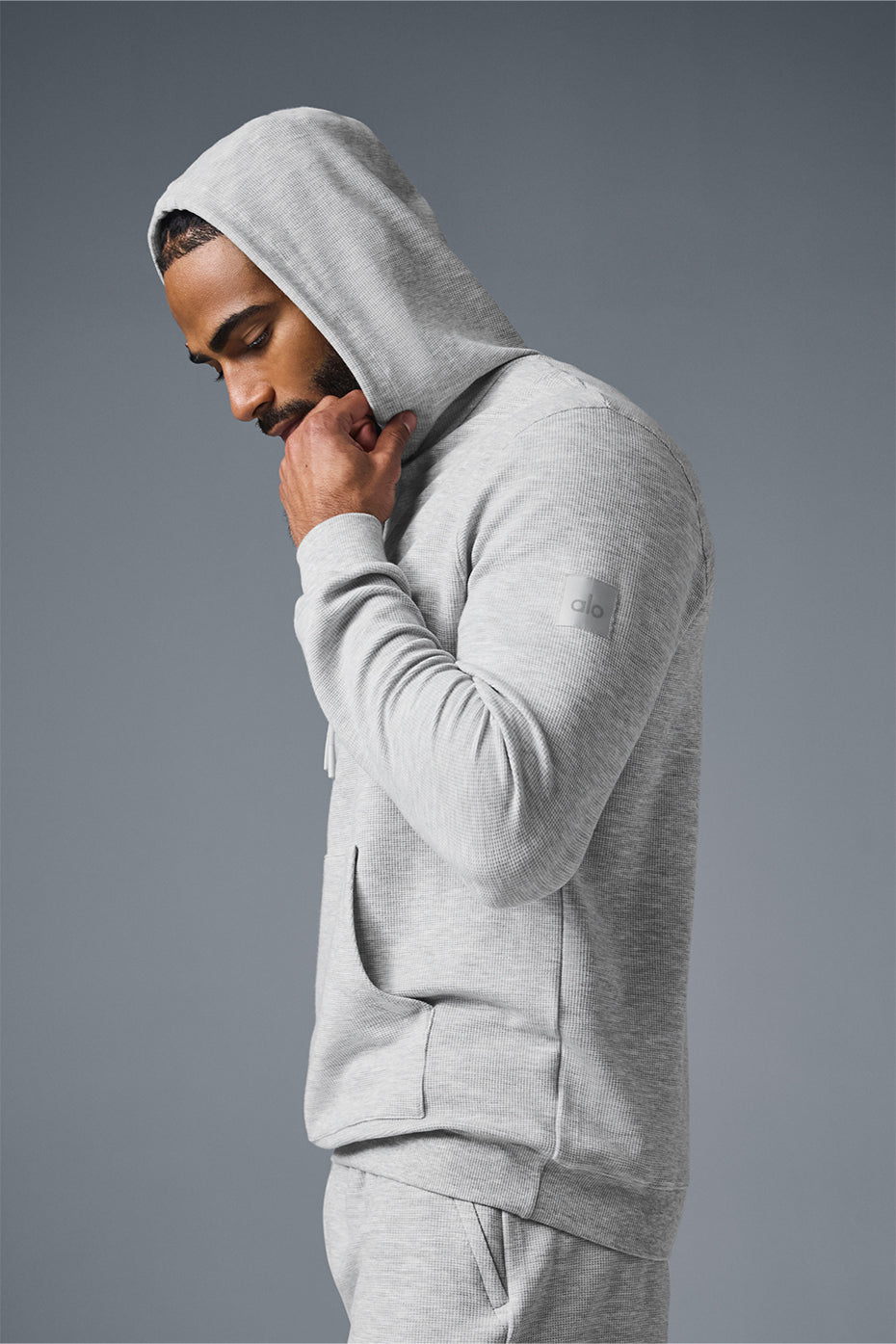 Micro Waffle Fast Break Hoodie - Athletic Heather Grey image 4