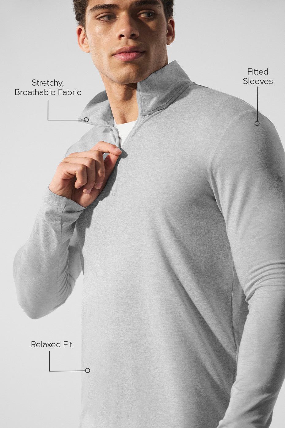 Conquer 1/4 Zip Reform Long Sleeve - Athletic Heather Grey image 2
