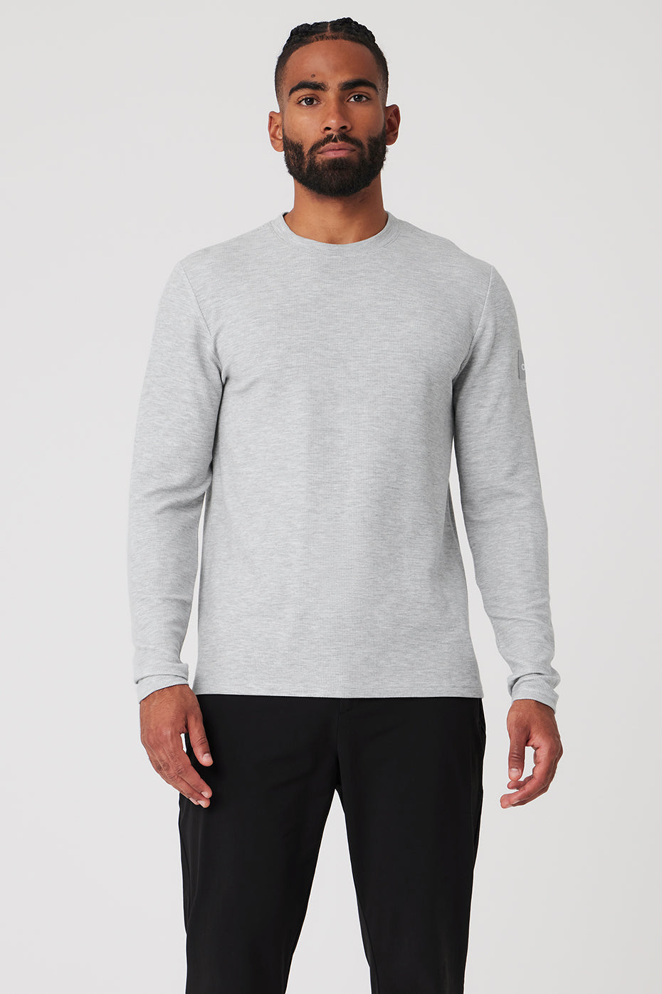 Micro Waffle Fast Break Long Sleeve Tee - Athletic Heather Grey image 1