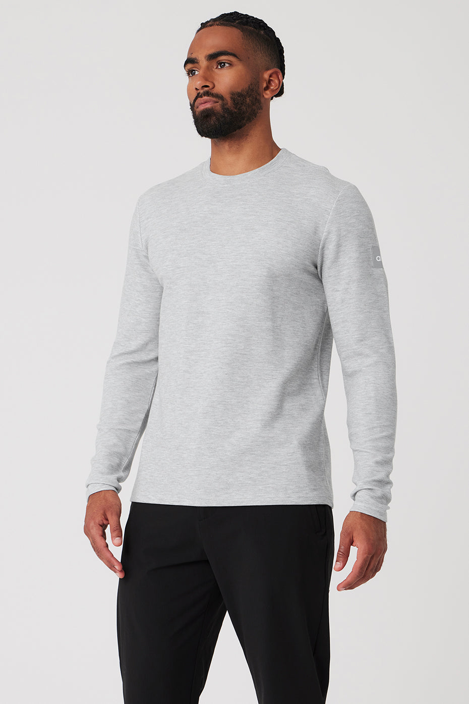Micro Waffle Fast Break Long Sleeve Tee - Athletic Heather Grey image 3