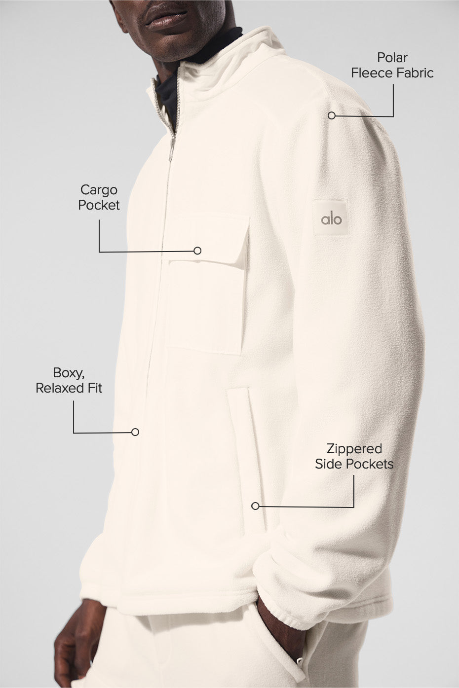 Polar Fleece Ridge Full Zip Jacket - Ivory image 2