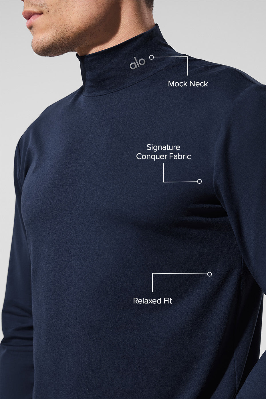 Conquer Reform Mock Neck Long Sleeve - Navy image 2