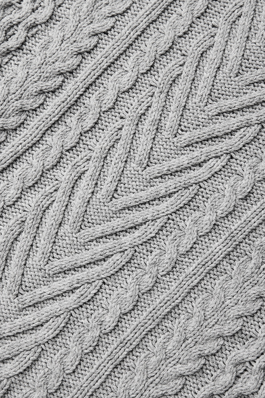 Cable Knit Crew Neck Sweater - Athletic Heather Grey image 5