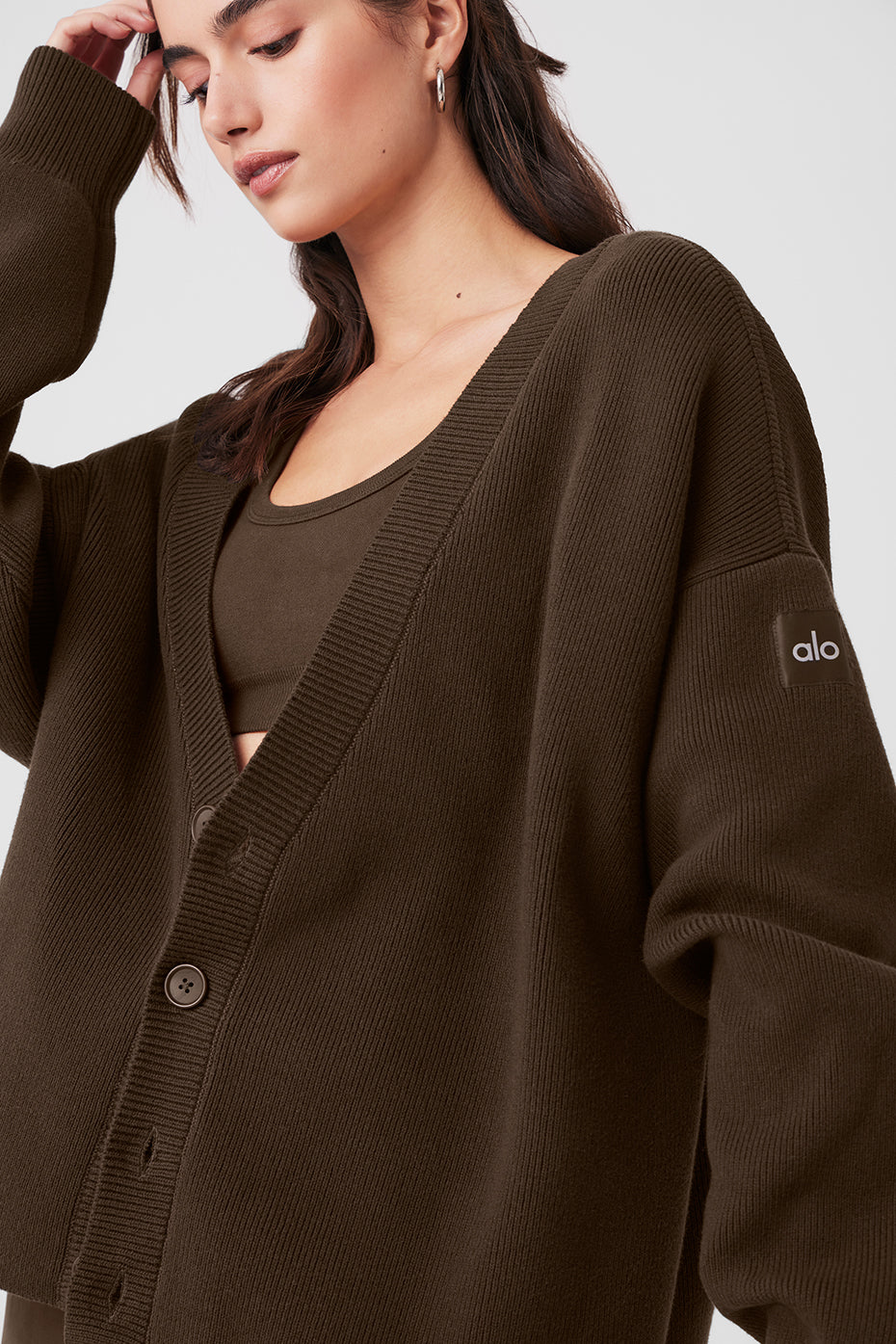 Scholar Cardigan Sweater - Espresso image 4