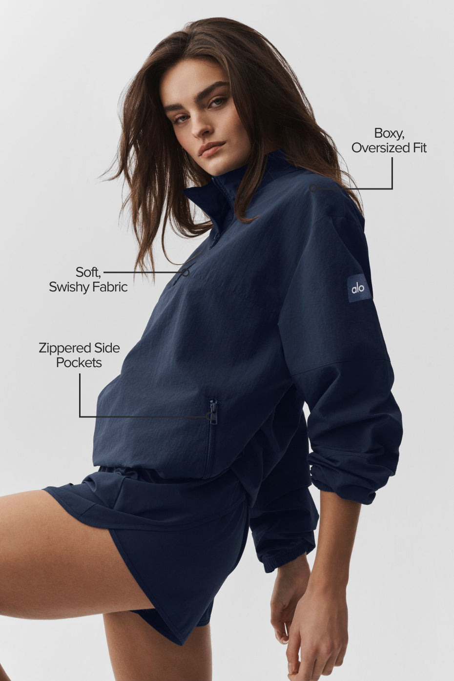 Light Weight Takeaway Track Pullover - Navy image 2