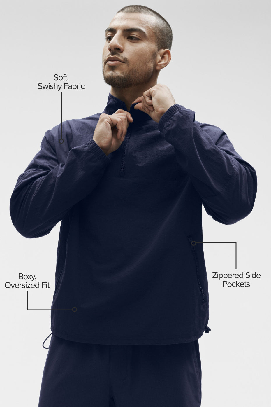 Light Weight Takeaway Track Pullover - Navy image 2